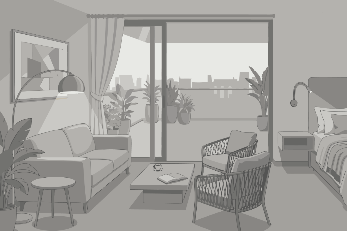 Apartament z 1 Sypialnią i widokiem na park
